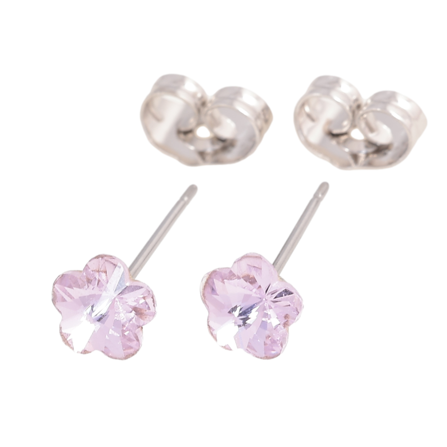 Сережки Xuping колір Родій з кристалами Swarovski пусети «Квіточки Violet» ø 6мм фото №1