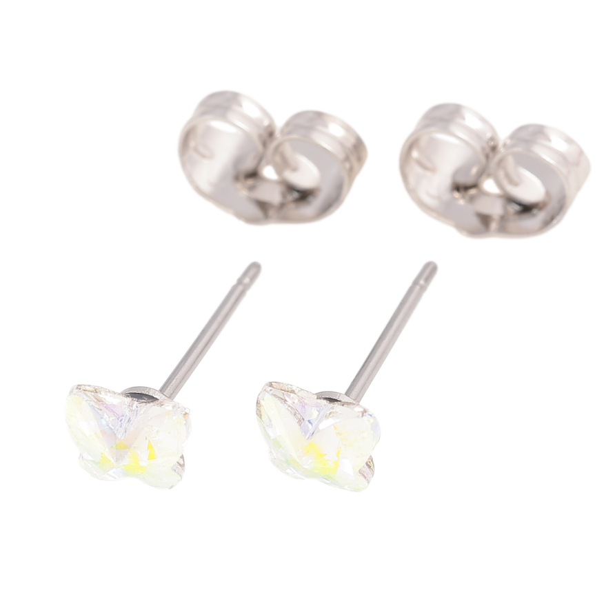 Сережки Xuping колір Родій з кристалами Swarovski пусети «Метелики АВ» фото №1