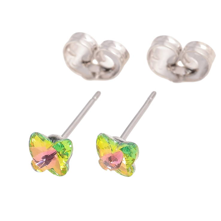 Сережки Xuping колір Родій з кристалами Swarovski пусети «Метелики Vitrail Medium» фото №3