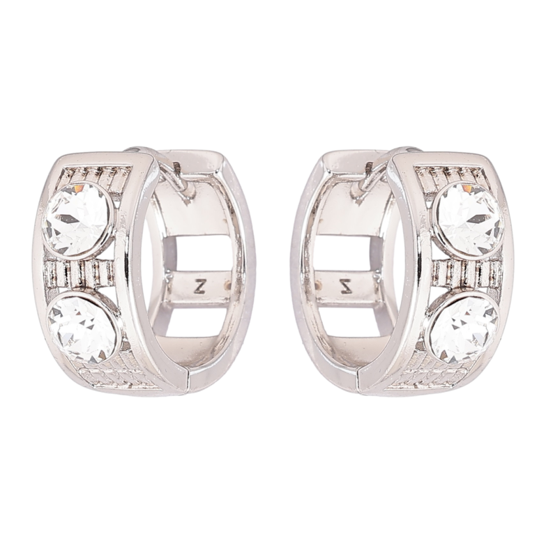 Серьги Xuping цвет Родий с кристаллами Swarovski колечки Кристаллы Clear фото №20