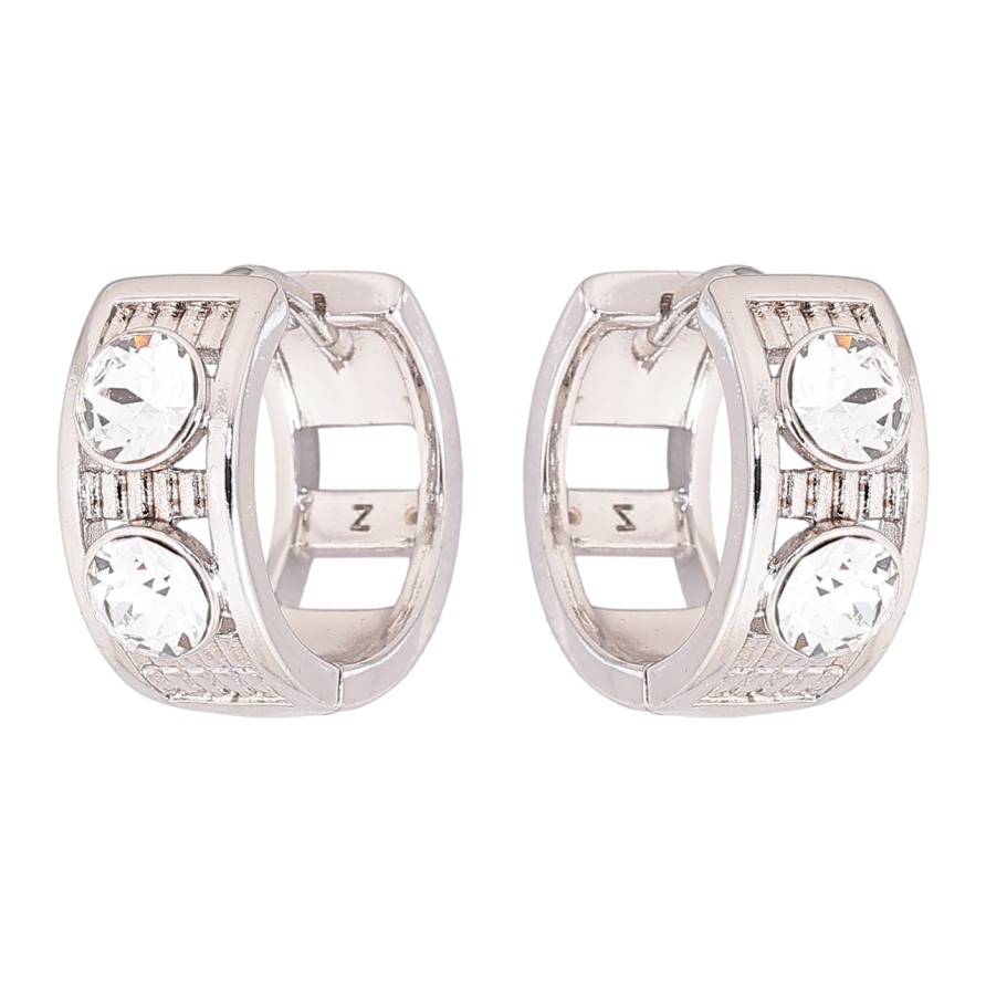 Сережки Xuping колір Родій з кристалами Swarovski колечка «Кристали Clear» фото №1