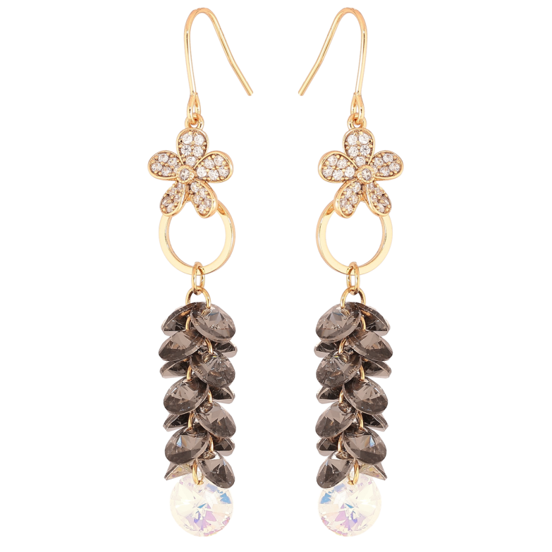 Сережки Xuping колір 18К з кристалами Swarovski французький замок «Підвіски з кристалами Graphite і Shimmer» фото №1