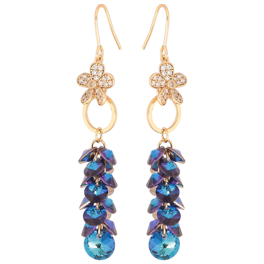 Сережки Xuping колір 18К з кристалами Swarovski французький замок «Підвіски з кристалами Bermuda Blue» фото №1