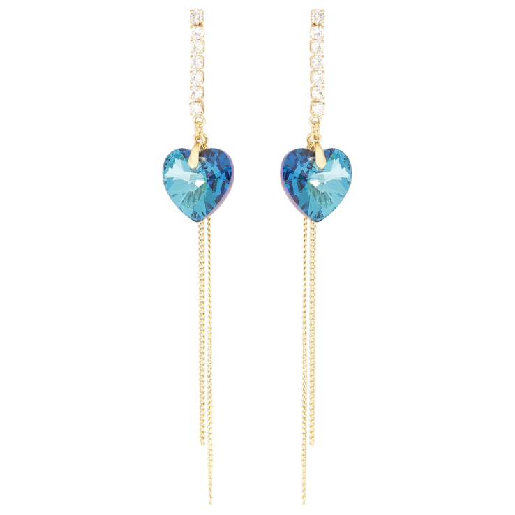 Сережки Xuping колір 14К з кристалами Swarovski пусети «Підвіски з кристалами Metallic Blue» фото №16