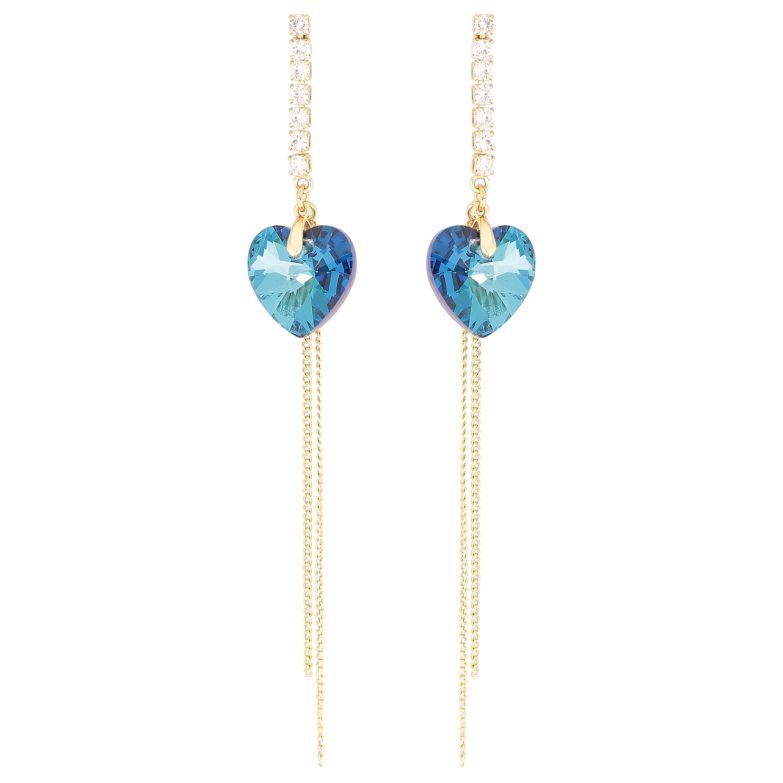 Серьги Xuping цвет 14К с кристаллами Swarovski пусеты Подвески с кристаллами Metallic Blue фото №1