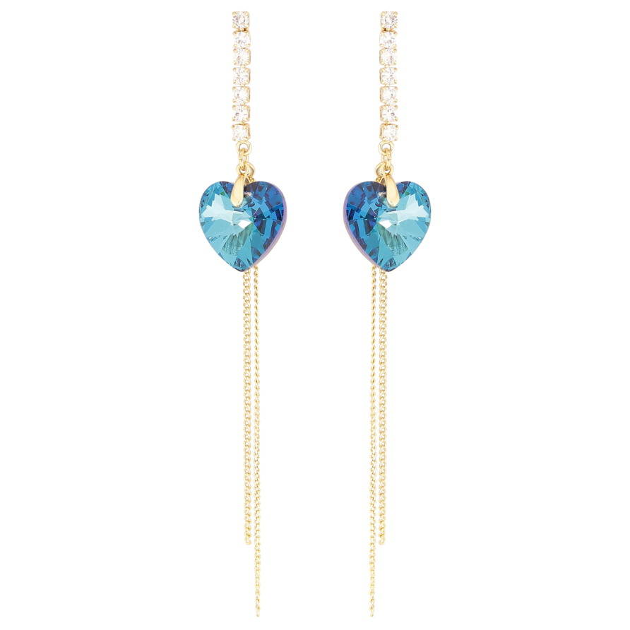 Сережки Xuping колір 14К з кристалами Swarovski пусети «Підвіски з кристалами Metallic Blue» фото №1