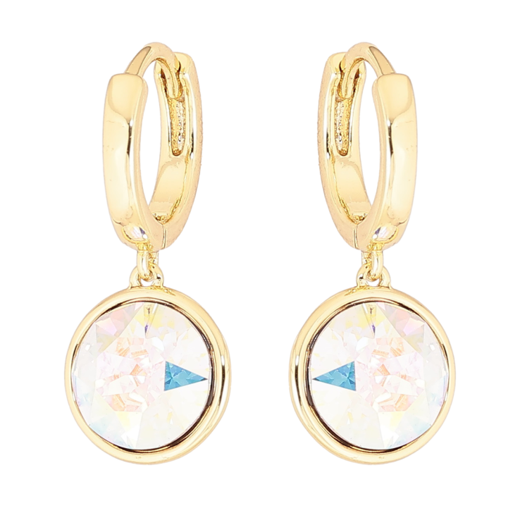 Сережки Xuping колір 14К з кристалами Swarovski підвіски на колечках «Кристали АВ» ø 10мм фото №10