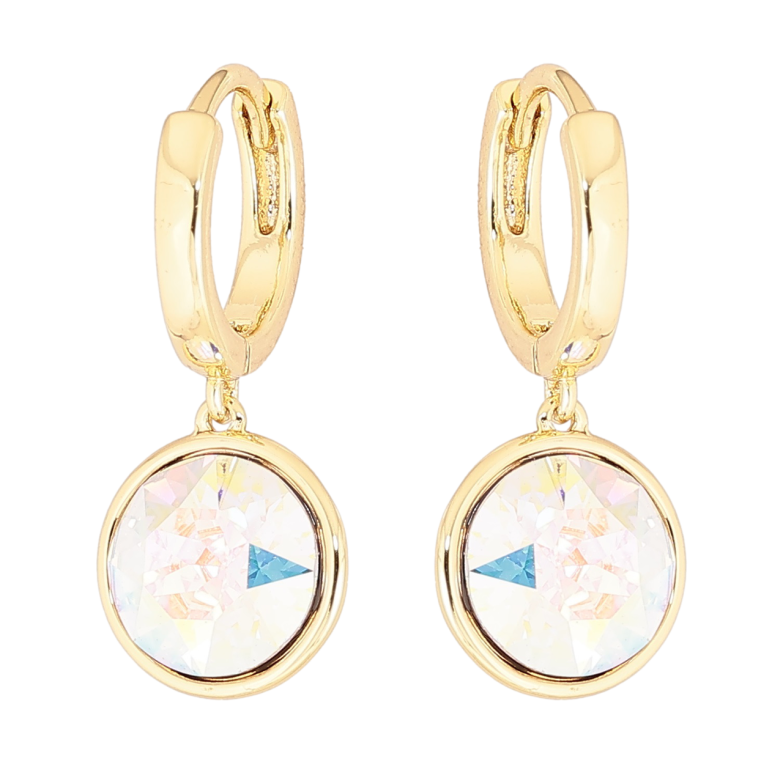 Сережки Xuping колір 14К з кристалами Swarovski підвіски на колечках «Кристали АВ» ø 10мм фото №1