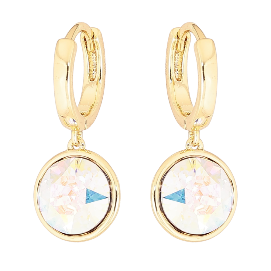 Сережки Xuping колір 14К з кристалами Swarovski підвіски на колечках «Кристали АВ» ø 10мм фото №1