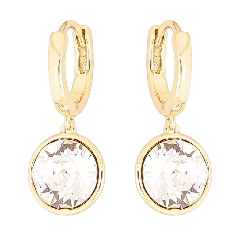 Сережки Xuping колір 14К з кристалами Swarovski підвіски на колечках «Кристали Clear» ø 10мм фото №1