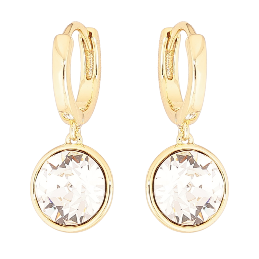 Сережки Xuping колір 14К з кристалами Swarovski підвіски на колечках «Кристали Clear» ø 10мм фото №1