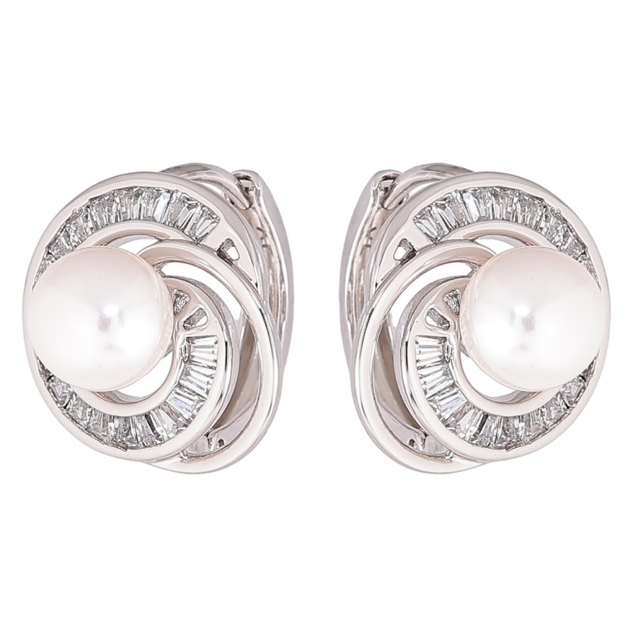 Сережки Xuping Родій колечка «Спіральний візерунок із кристалами та перлинами» фото №1