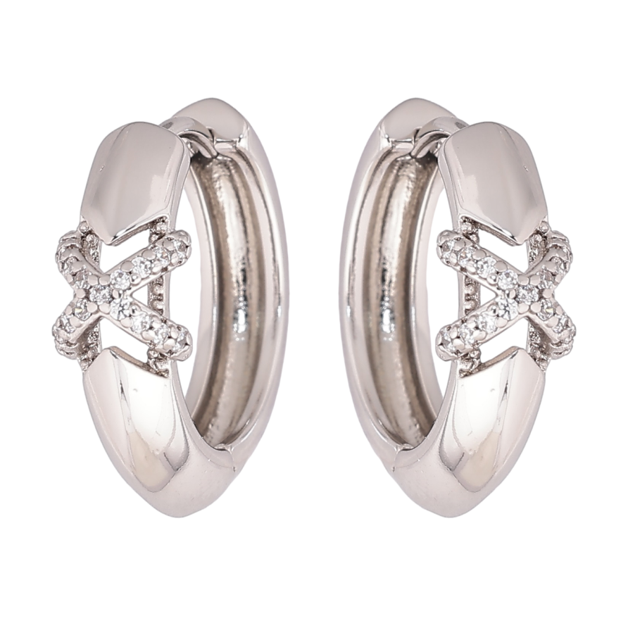 Сережки Xuping Родій колечка «Візерунок хрестики з кристалами» фото №1