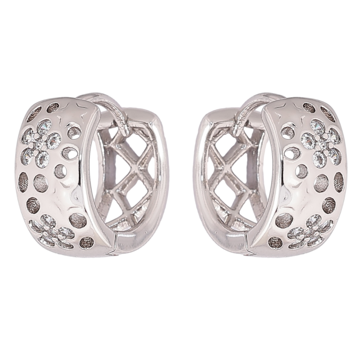 Сережки Xuping Родій колечка «Візерунок з кристалами» фото №2