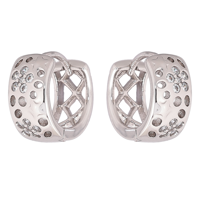 Серьги Xuping Родий колечки Узор с кристаллами фото №1