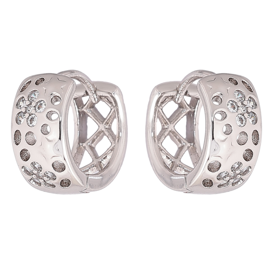 Сережки Xuping Родій колечка «Візерунок з кристалами» фото №1