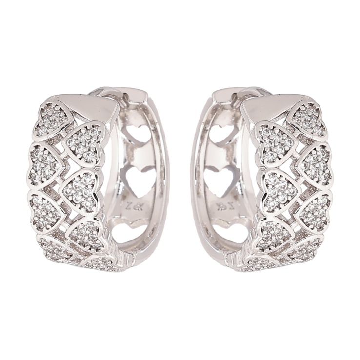 Сережки Xuping Родій колечка «Візерунок сердечка з кристалами» фото №25