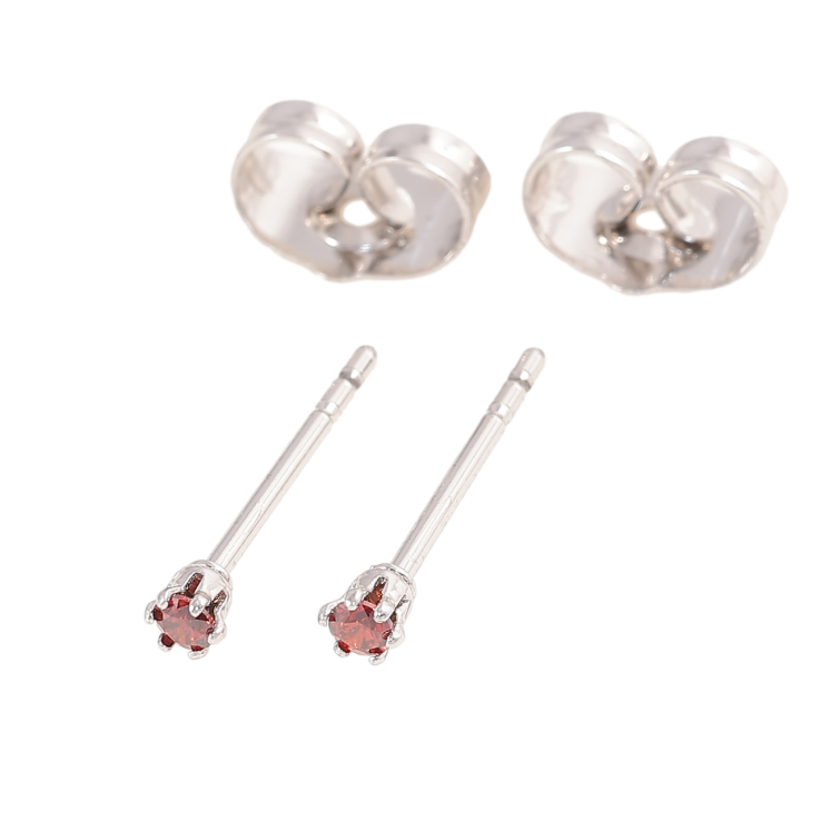 Сережки Xuping Родій пусети «Червоні кристали в 6-ти крапановій оправі» ø 2мм фото №4