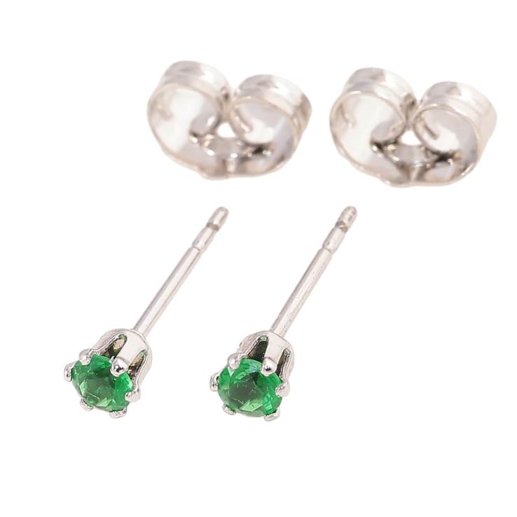 Серьги Xuping Родий пусеты Зеленые кристаллы в 6-ти крапановой оправе ø 3мм фото №24