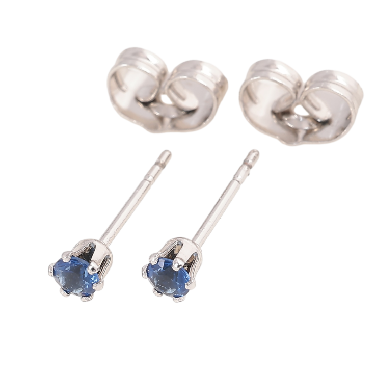 Сережки Xuping Родій пусети «Сині кристали в 6-ти крапановій оправі» ø 3мм фото №20