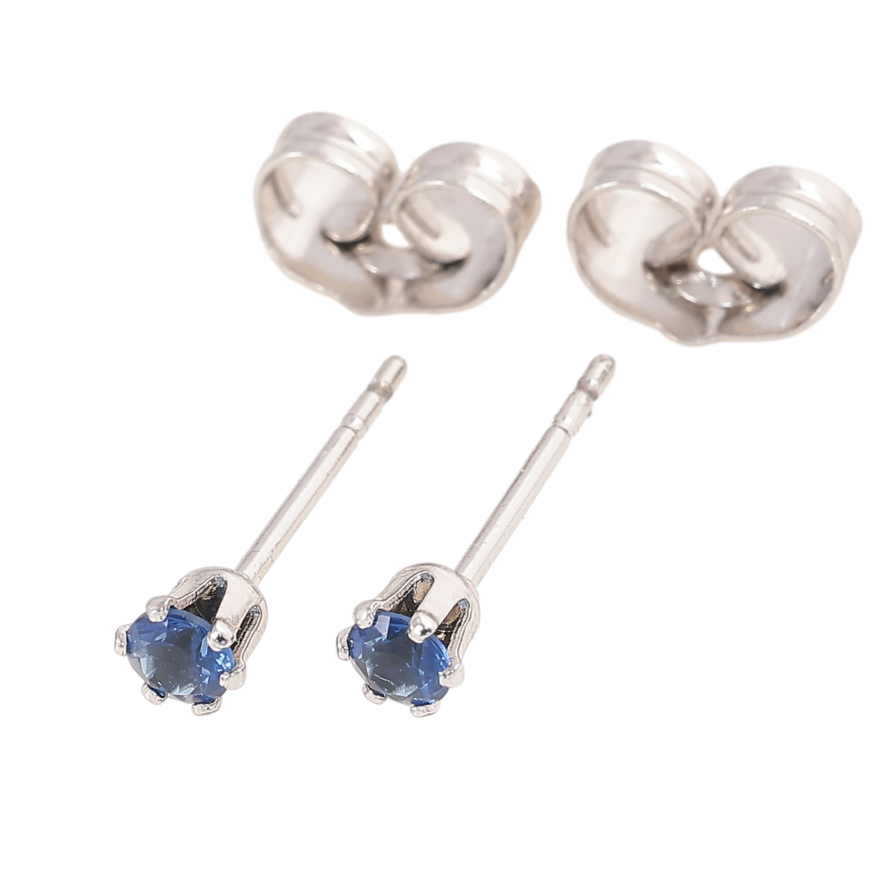 Сережки Xuping Родій пусети «Сині кристали в 6-ти крапановій оправі» ø 3мм фото №1