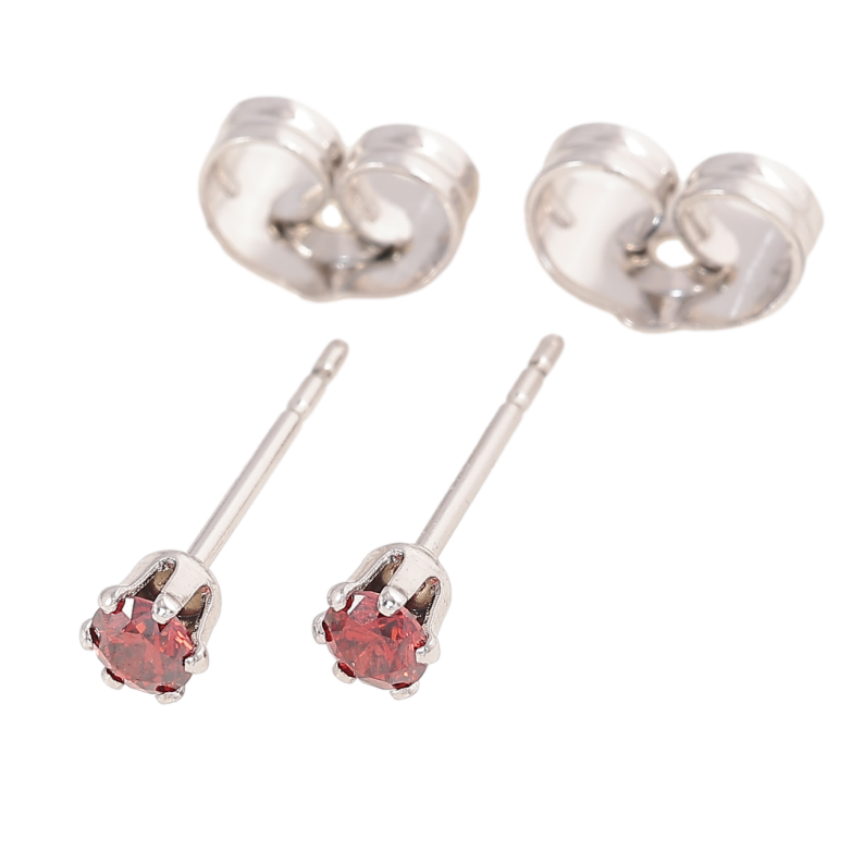 Сережки Xuping Родій пусети «Червоні кристали в 6-ти крапановій оправі» ø 3мм фото №3