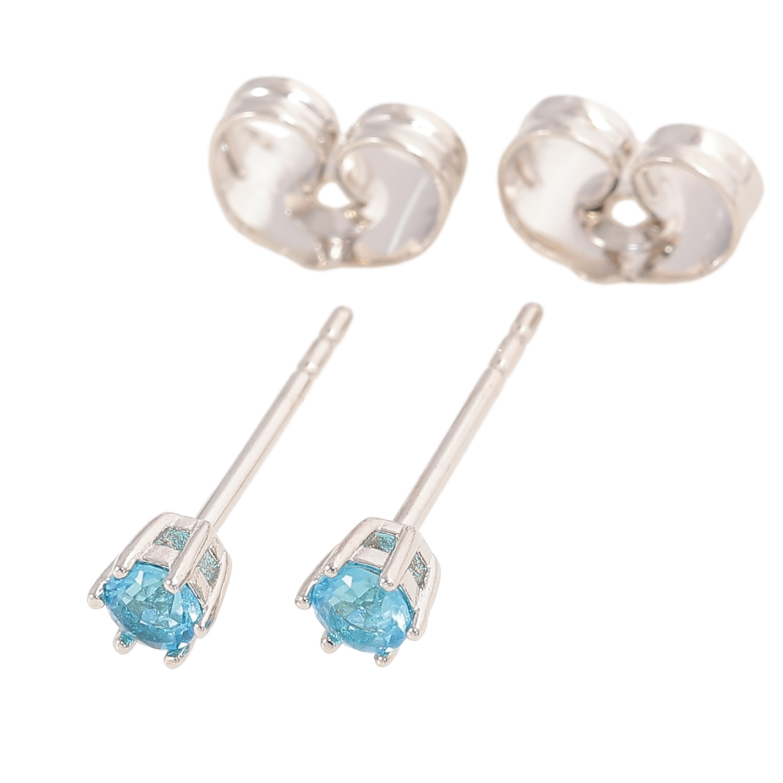 Серьги Xuping Родий пусеты Голубые кристаллы в 6-ти крапановой оправе ø 3мм фото №1