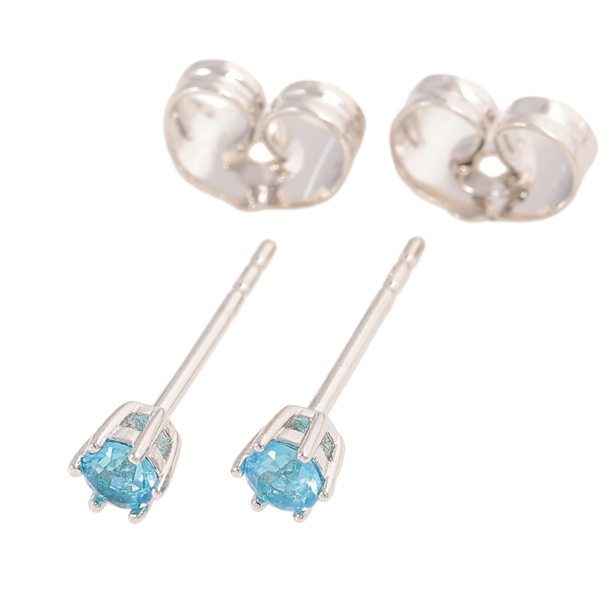 Сережки Xuping Родій пусети «Блакитні кристали в 6-ти крапановій оправі» ø 3мм фото №1