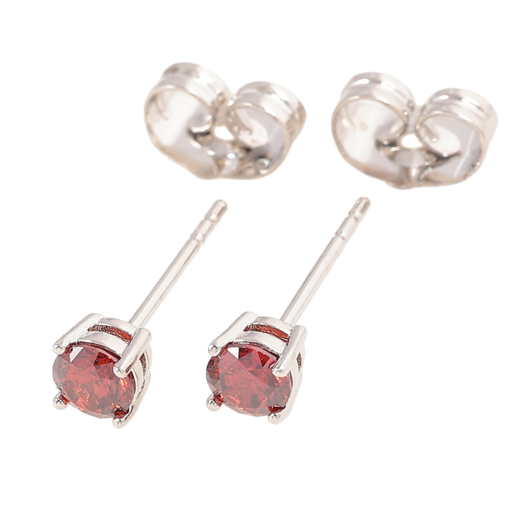 Сережки Xuping Родій пусети «Червоні кристали в 4-х крапановій оправі» ø 4мм фото №24