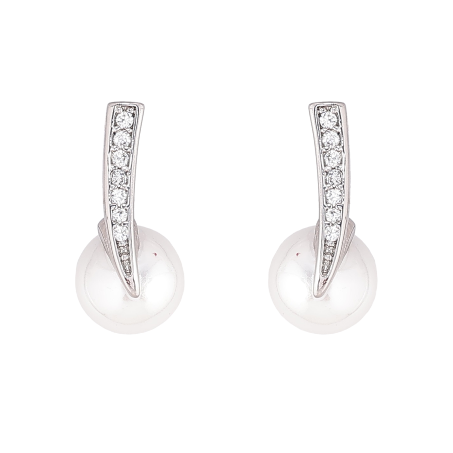 Сережки Xuping Родій пусети «Доріжки кристалів з перлинами» фото №1