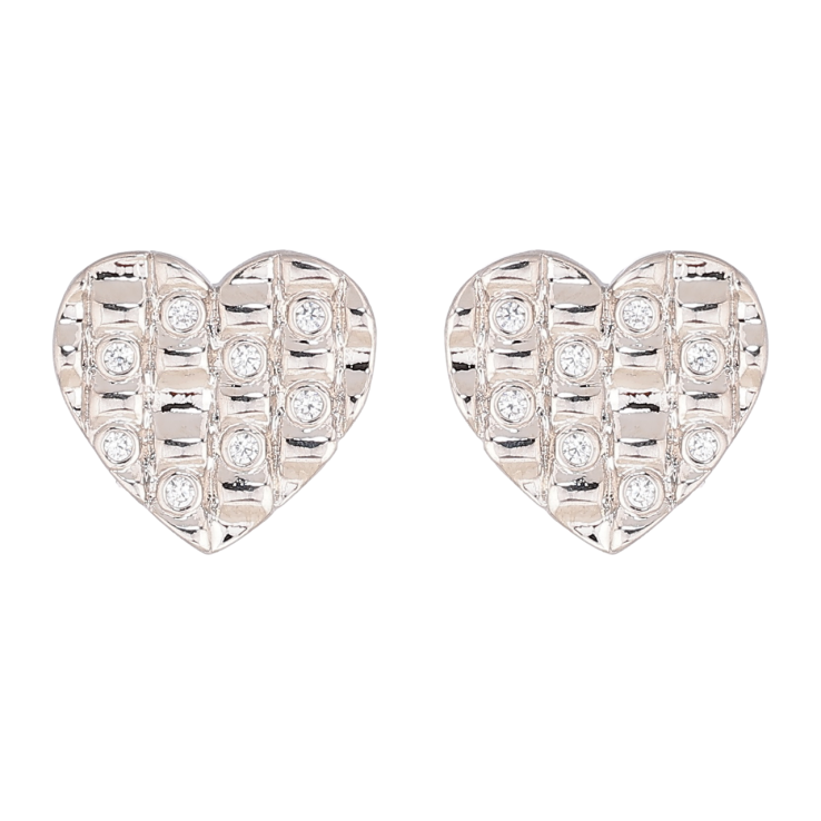 Сережки Xuping Родій пусети «Сердечка з кристалами» фото №25