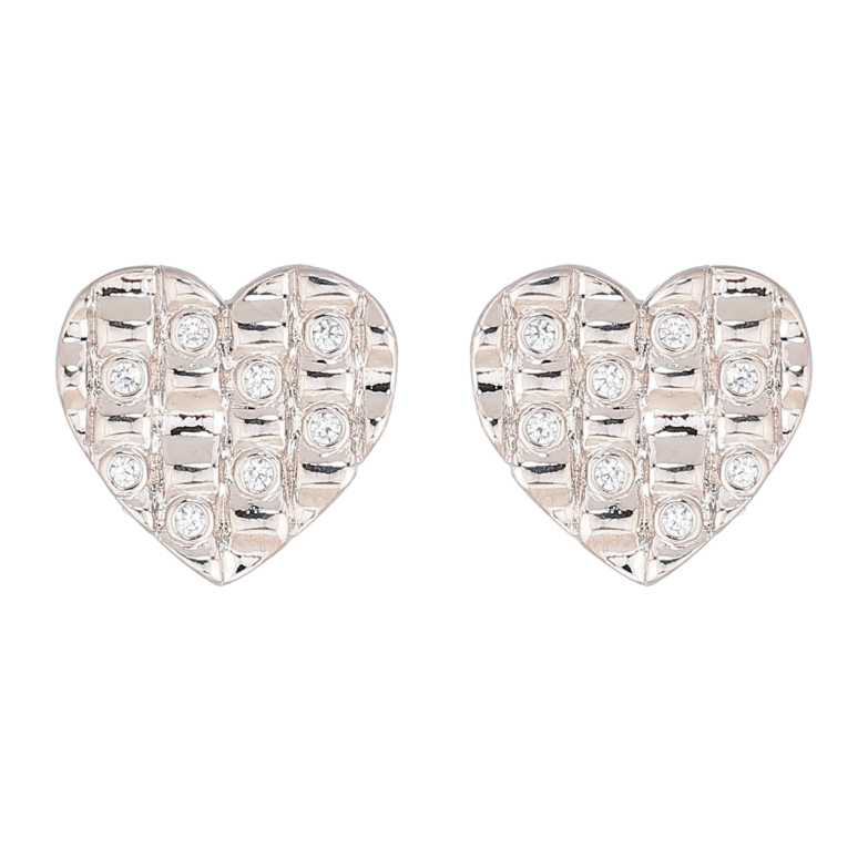 Сережки Xuping Родій пусети «Сердечка з кристалами» фото №1