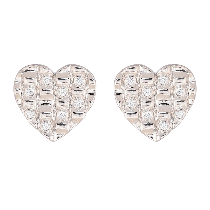 Сережки Xuping Родій пусети «Сердечка з кристалами» фото №1