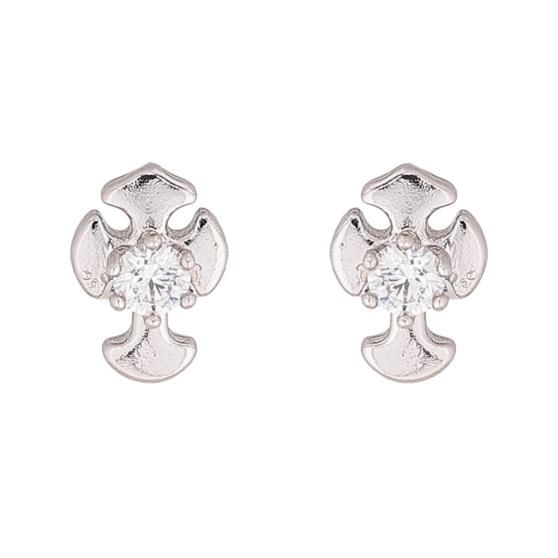 Серьги Xuping Родий пусеты Миниатюрные Крестики с кристаллами фото №1