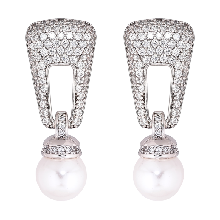 Сережки Xuping Родій пусети Підвіски з інкрустацією кристалами та перлинами фото №9