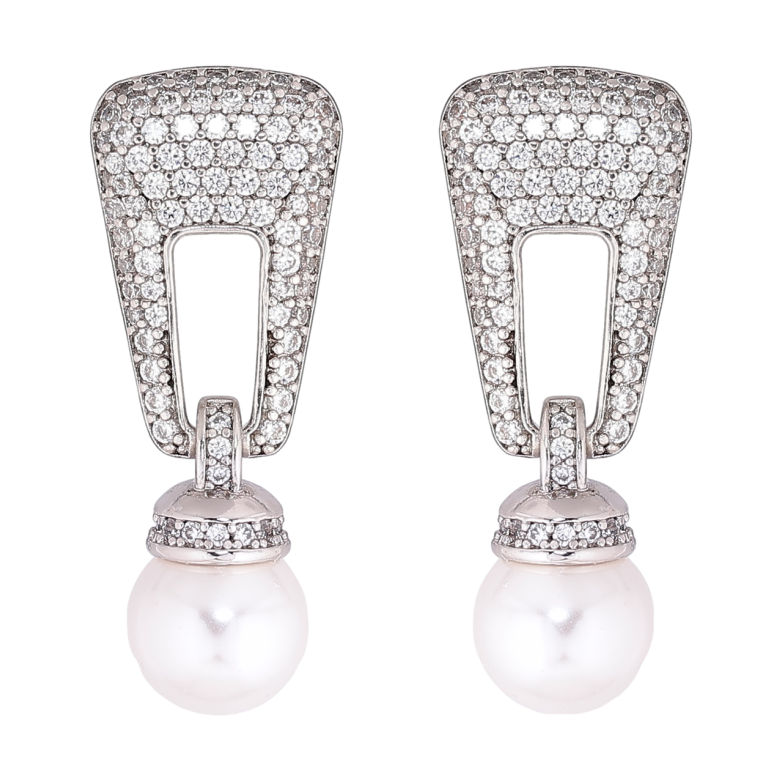 Сережки Xuping Родій пусети Підвіски з інкрустацією кристалами та перлинами фото №1