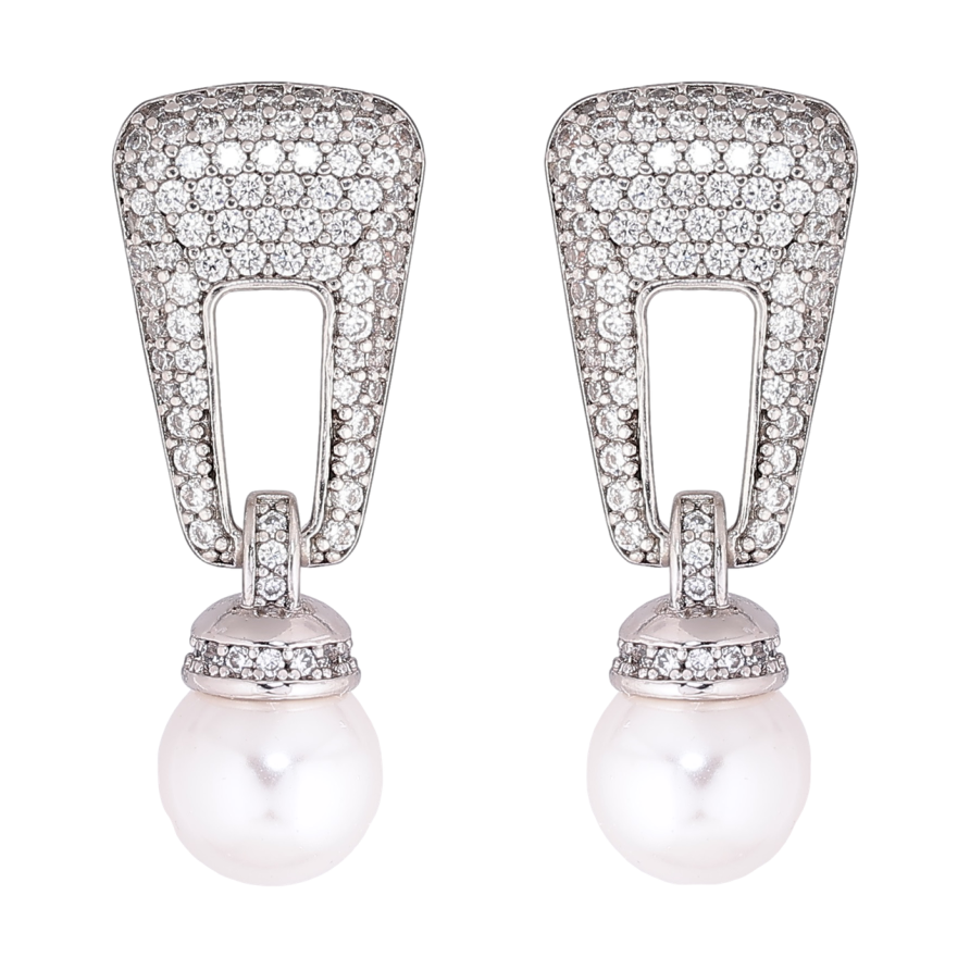 Сережки Xuping Родій пусети Підвіски з інкрустацією кристалами та перлинами фото №1