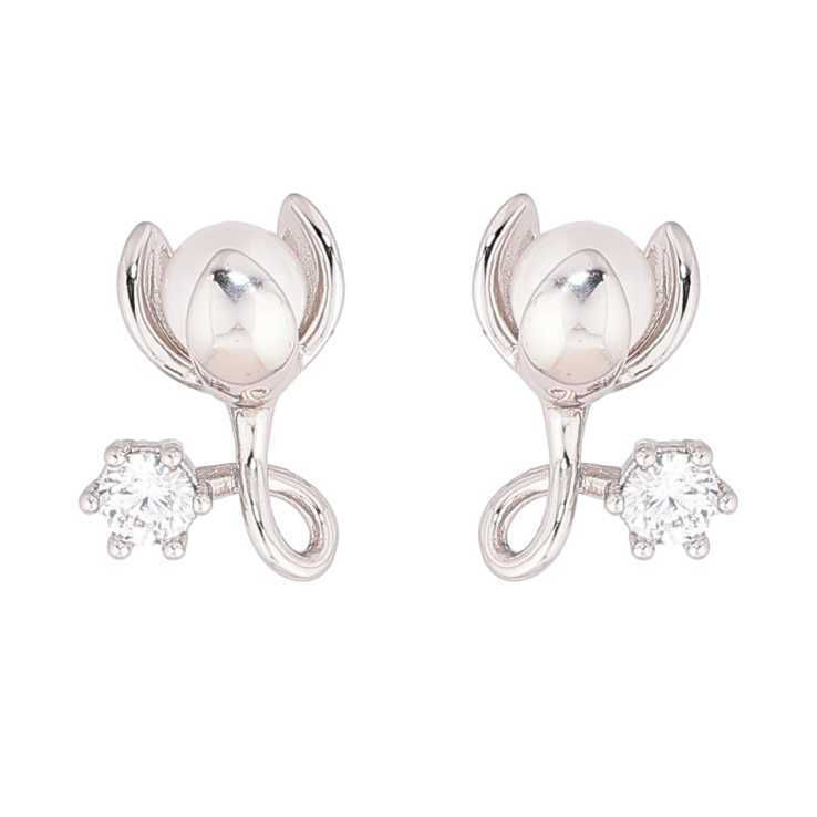 Сережки Xuping Родій пусети Перлинні бутони з кристалами фото №22