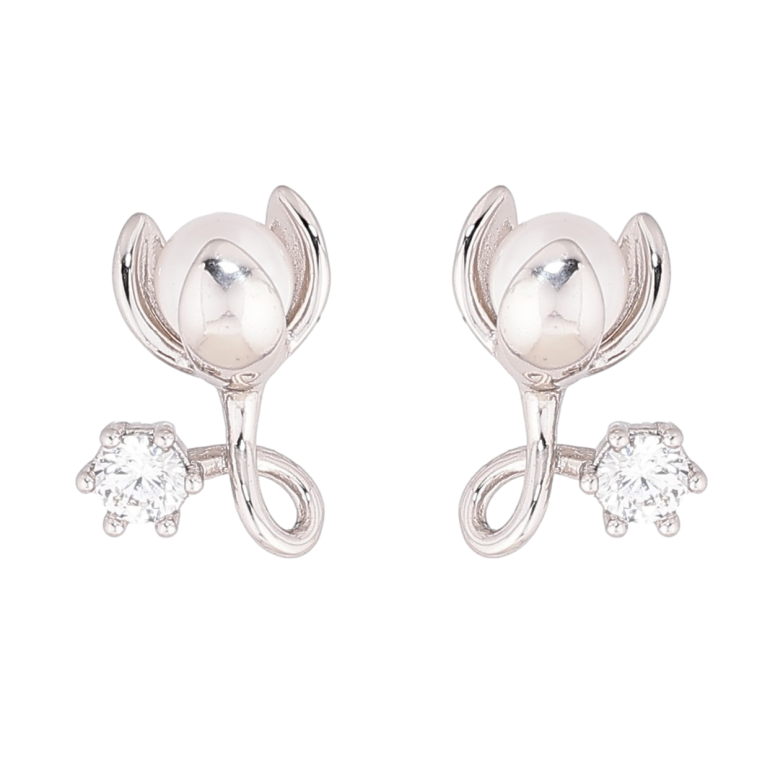 Сережки Xuping Родій пусети Перлинні бутони з кристалами фото №2