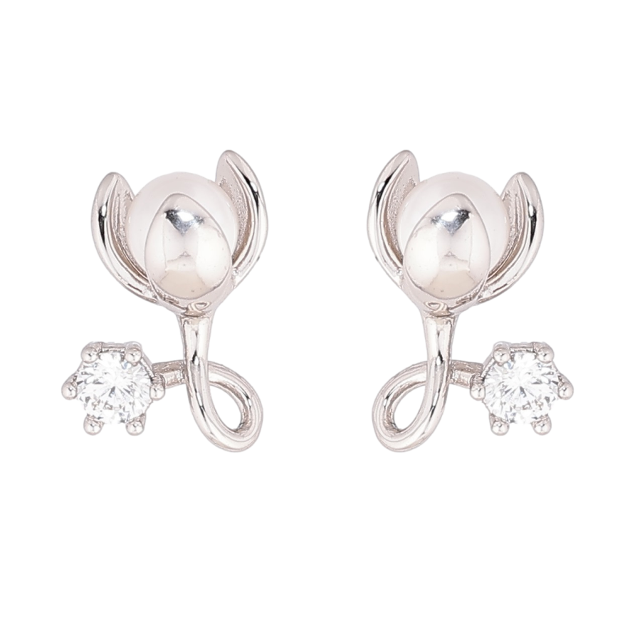 Сережки Xuping Родій пусети Перлинні бутони з кристалами фото №1