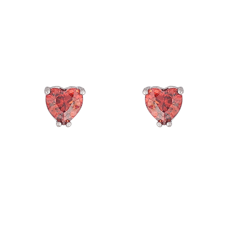 Серьги Xuping Родий пусеты Красные кристальные сердечки 4х4мм фото №2