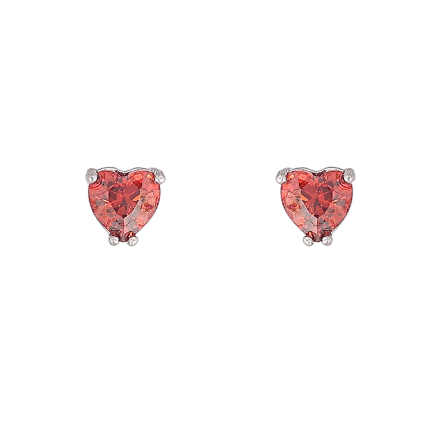Сережки Xuping Родій пусети Червоні кристальні сердечка 4х4мм фото №1