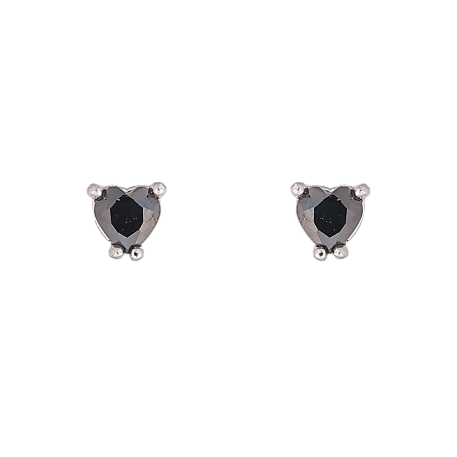 Сережки Xuping Родій пусети Чорні кристальні сердечка 3х3мм фото №1