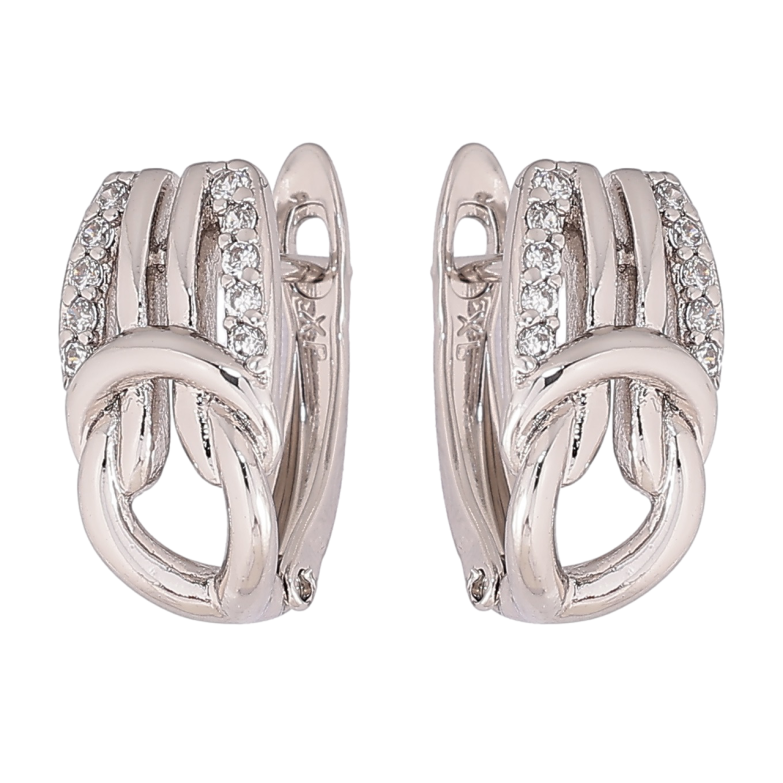 Серьги Xuping Родий английский замок Декоративный узор с кристаллами фото №1