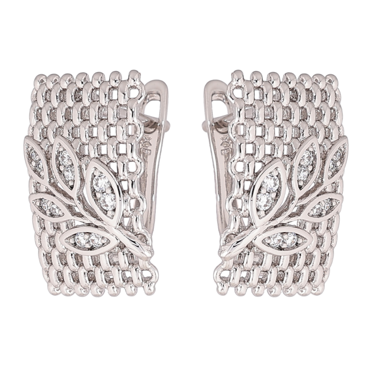 Сережки Xuping Родій англійський замок Візерунок гілочки з кристалами фото №8