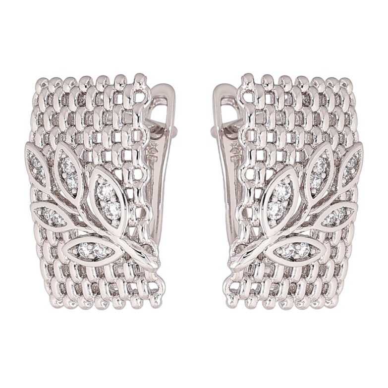 Сережки Xuping Родій англійський замок Візерунок гілочки з кристалами фото №2