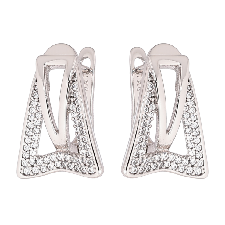 Сережки Xuping Родій англійський замок Візерунок з інкрустацією кристалами фото №7