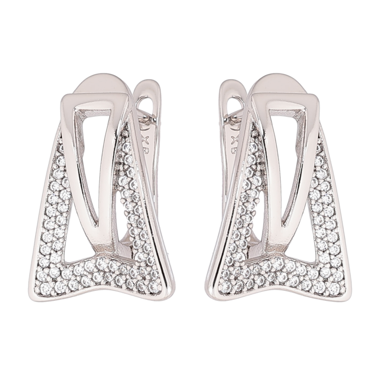 Серьги Xuping Родий английский замок Узор с инкрустацией кристаллами фото №1