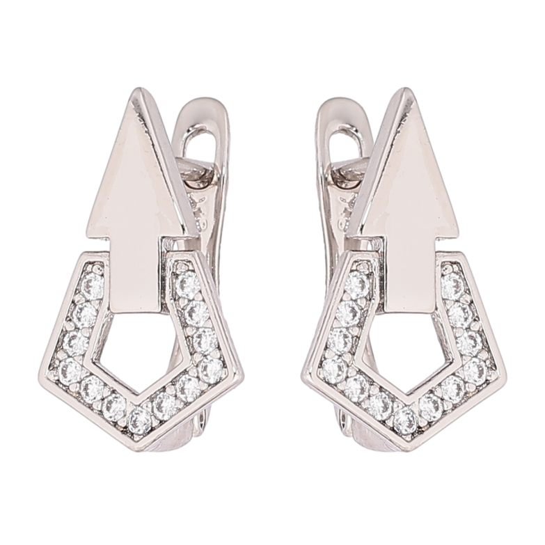 Серьги Xuping Родий английский замок Узор с кристаллами фото №1