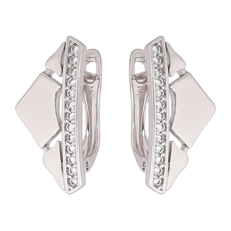 Сережки Xuping Родій англійський замок Візерунок з доріжками кристалів фото №6